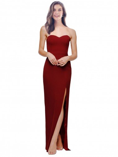 Discount Straight Pencil Skirt Long Sweetheart Crepe Prom Dress with High Side Split