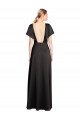 Cap Sleeves Open Back Long Stretch Satin Prom Dress