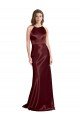 High Neck Halter Long Sleeveless Stretch Satin Prom Dress with Strappy Back