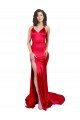 Mermaid Open Back Long Stretch Satin Prom Dress with High Slit