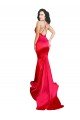 Mermaid Open Back Long Stretch Satin Prom Dress with High Slit