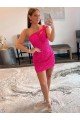Velvet Sequin One Shoulder Sleeveless Short Prom Dress