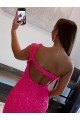 Velvet Sequin One Shoulder Sleeveless Short Prom Dress