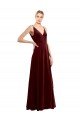 Faux Wrap V-Neck Sleek Long Velvet Prom Dress