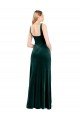 Square Neck Full Length Velvet Prom Dress with Side Slit
