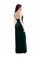 Straight Neckline Spaghetti Straps Long Velvet Prom Dress with High Side Slit