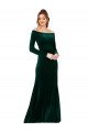 Off the Shoulder Long Sleeves Stretch Velvet Prom Dress