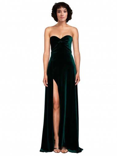 Discount Sweetheart Fluid Velvet Prom Dress with High Split